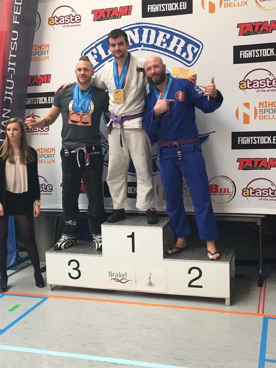 Rémi sur le podium : 1er, Flanders Cup, catégorie élite, toutes catégories